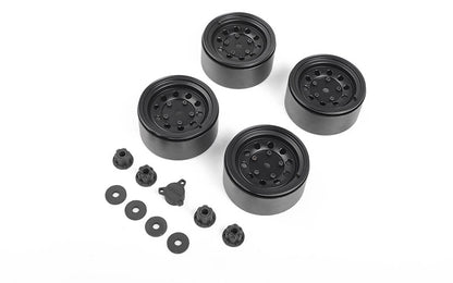 Burato 2.2" Beadlock Wheels with Center Caps (Black)