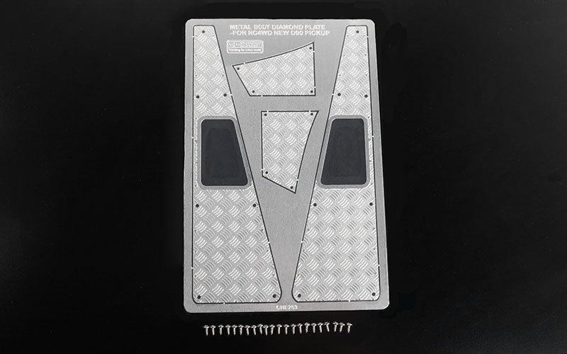 Steel Front Side Hood Diamond Plates for RC4WD Gelande II 2015 Land Rover Defender D90 (Pick-up/SUV)