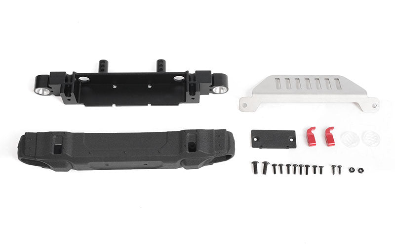 OEM Front Bumper w/ License Plate Holder + Steering Guard for Axial 1/10 SCX10 III Jeep (Gladiator/Wrangler)
