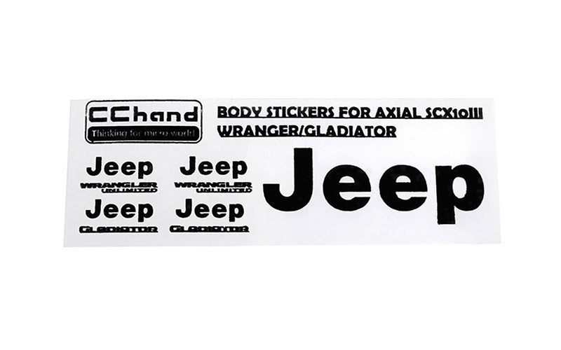 Metal Logo Decal Sheet for Axial 1/10 SCX10 III Jeep (Gladiator/Wrangler) (Black)