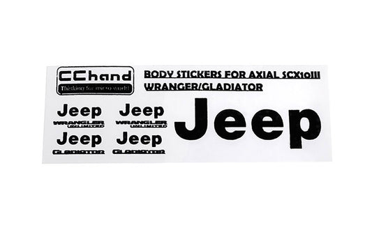 Metal Logo Decal Sheet for Axial 1/10 SCX10 III Jeep (Gladiator/Wrangler) (Black)