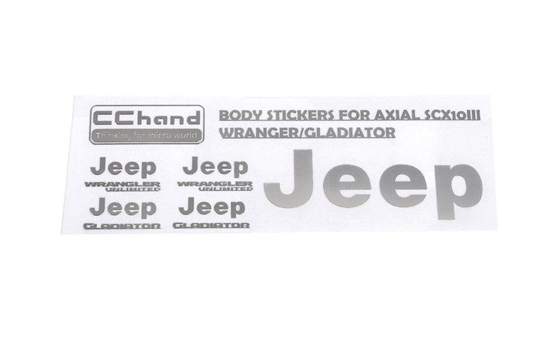 Metal Logo Decal Sheet for Axial 1/10 SCX10 III Jeep (Gladiator/Wrangler) (Silver)
