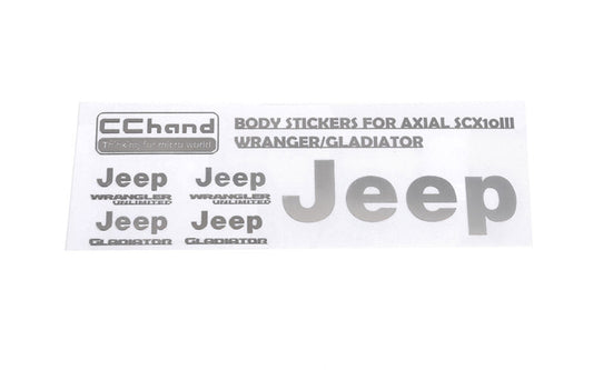 Metal Logo Decal Sheet for Axial 1/10 SCX10 III Jeep (Gladiator/Wrangler) (Silver)