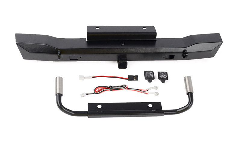 Eon Metal Rear hitch Bumper w/LED and Dual Exhaust for Axial SCX6 JEEP Wrangler JLU