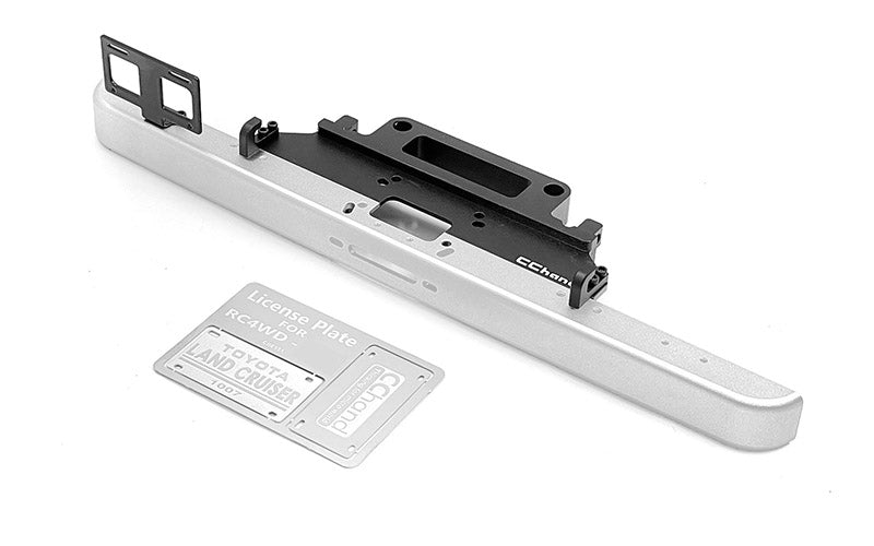 Classic Front Bumper W/ License Plate for RC4WD Trail Finder 2 Truck Kit "LWB" W/ 1980 Toyota Land Cruiser FJ55 Lexan Body Set (Silver)