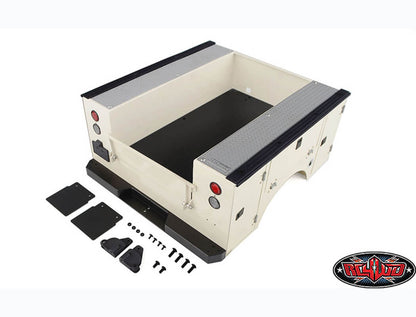 RC4WD VVV-C5006 Aluminum Utility Bed installed rear three-quarter application view